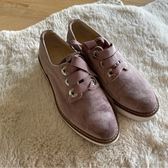 Zara Velvet Platform Oxford Loafers - Picture 2 of 7